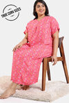 Zivame True Curv Floral Pop Woven Mid Length Nightdress - Coral Paradise — thumbnail 1